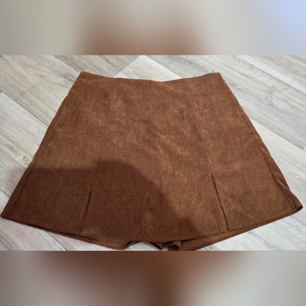 Cider Brown Corduroy Mini Skort